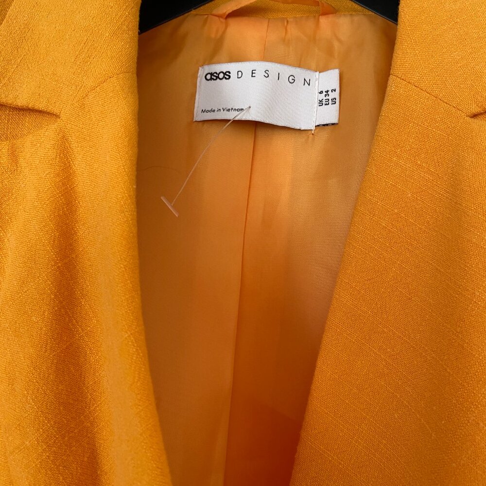 Asos Design Orange Linen Blazer - Picture 2 of 6